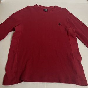 Air Jordan Mens Round Neck Thermal Shirt Long Sleeve Knitted Logo Red Size L